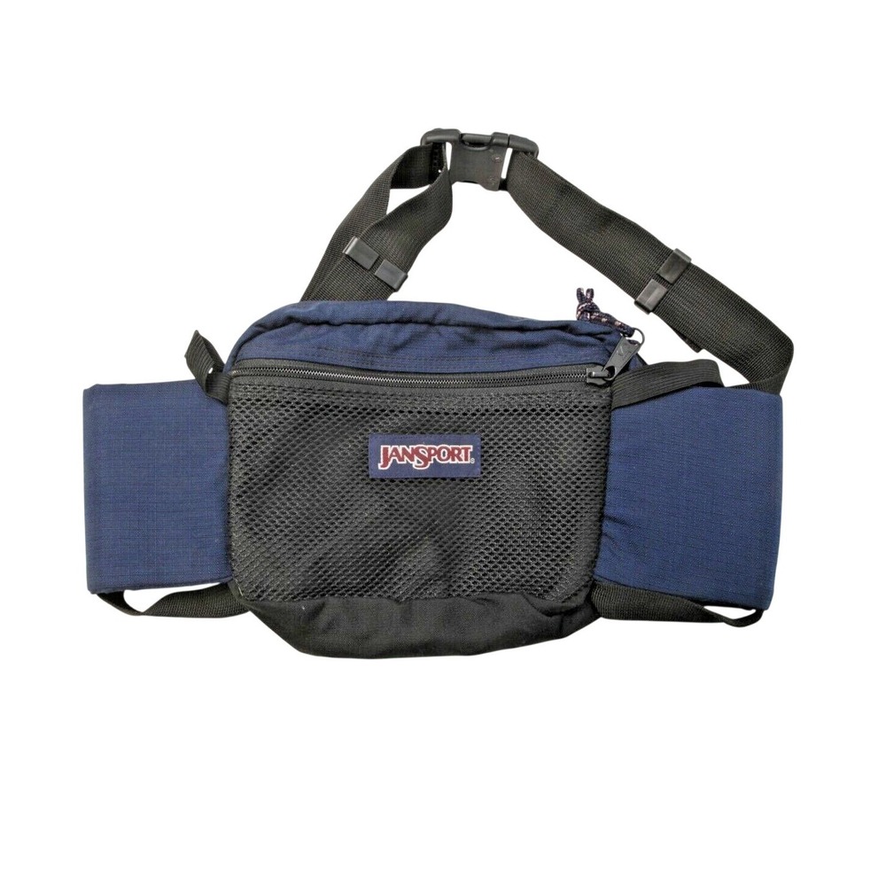 JanSport Fanny Pack Waist Bag Unisex OS Navy Blue 40-820 Mesh Pocket Vintage